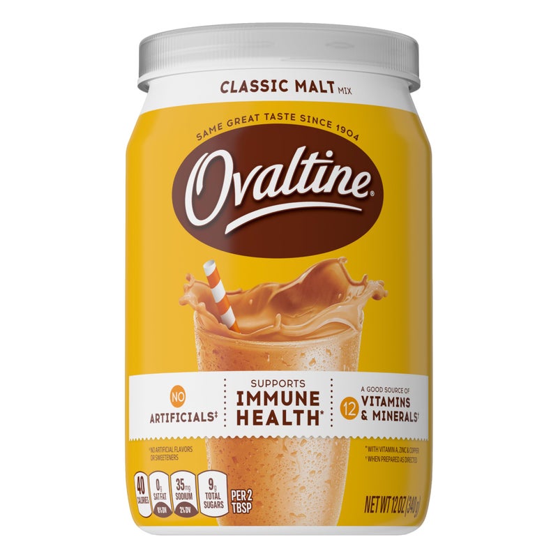 Ovaltine Classic Malt Powdered Drink Mix For Hot And Cold Milk Canister 12 oz - Image 1